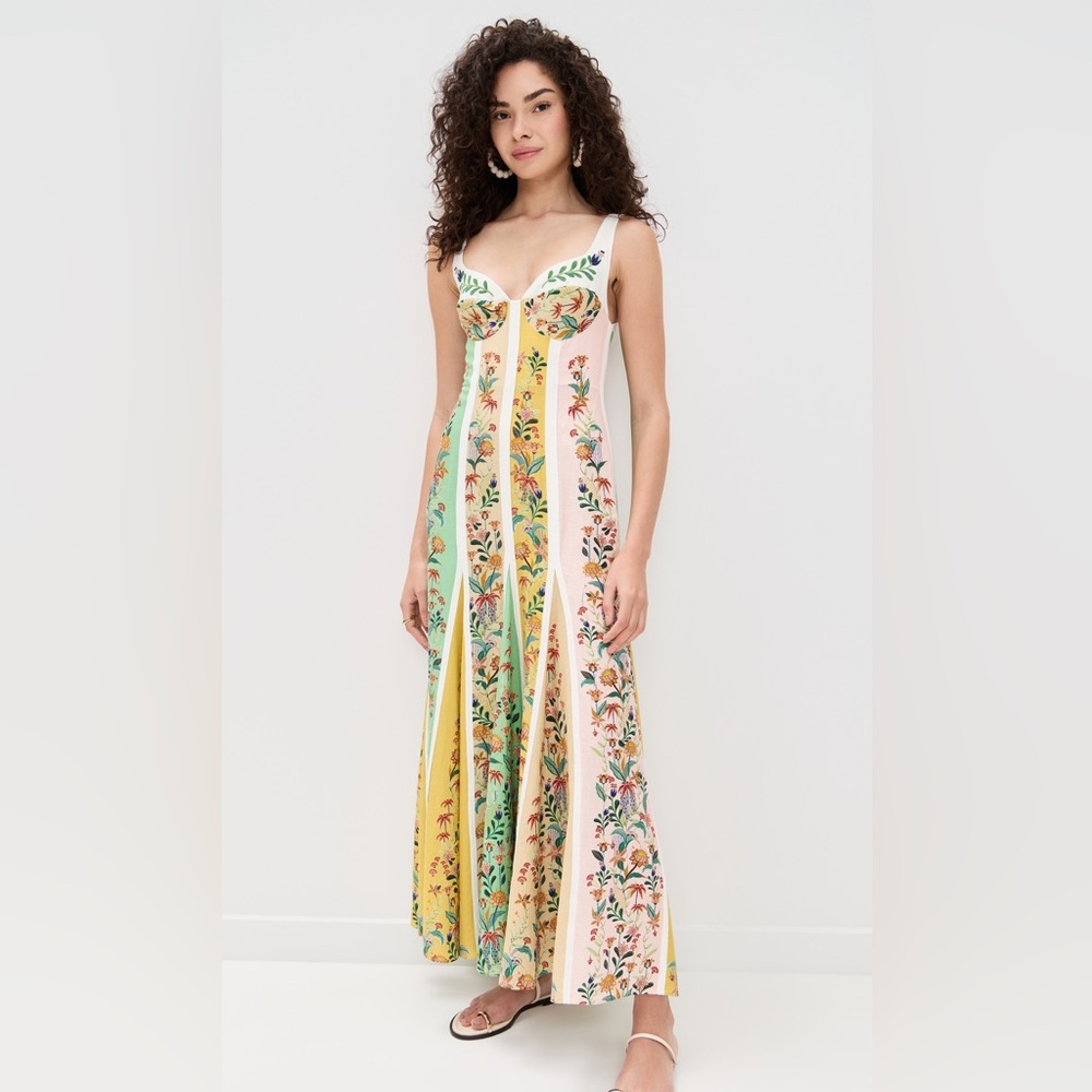 Farm Rio Delicate Floral Stripe Dress